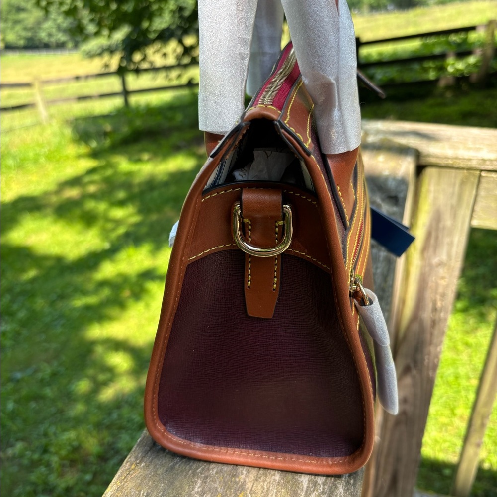 Dooney & Bourke Small Bordeaux Burgundy/Brown Leather Satchel NWT - Picture 5 of 7
